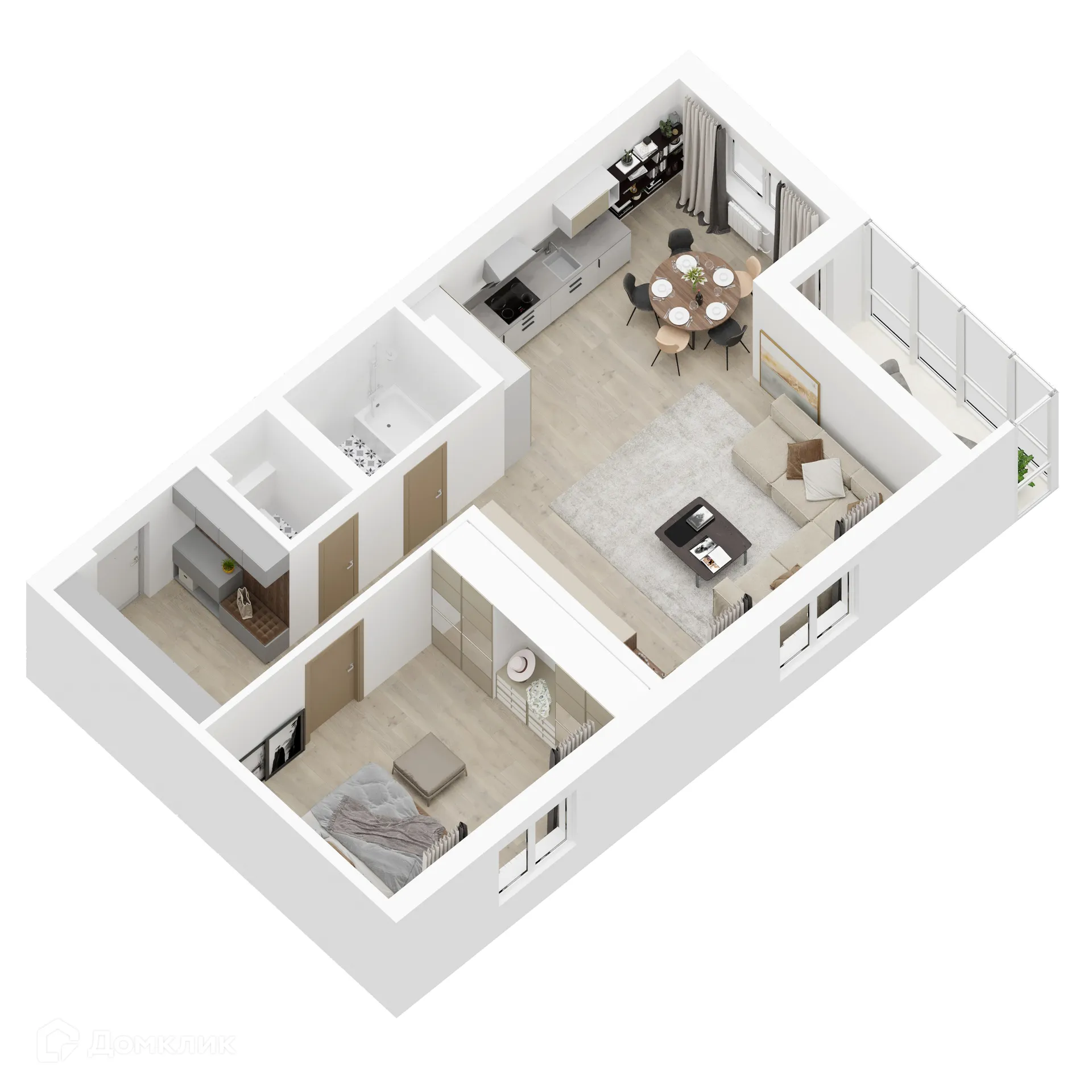 Планировка 2-комнатной квартиры 77.72 м² в ЖК "Дом у Космопорта-2", г. Самара — фото 3