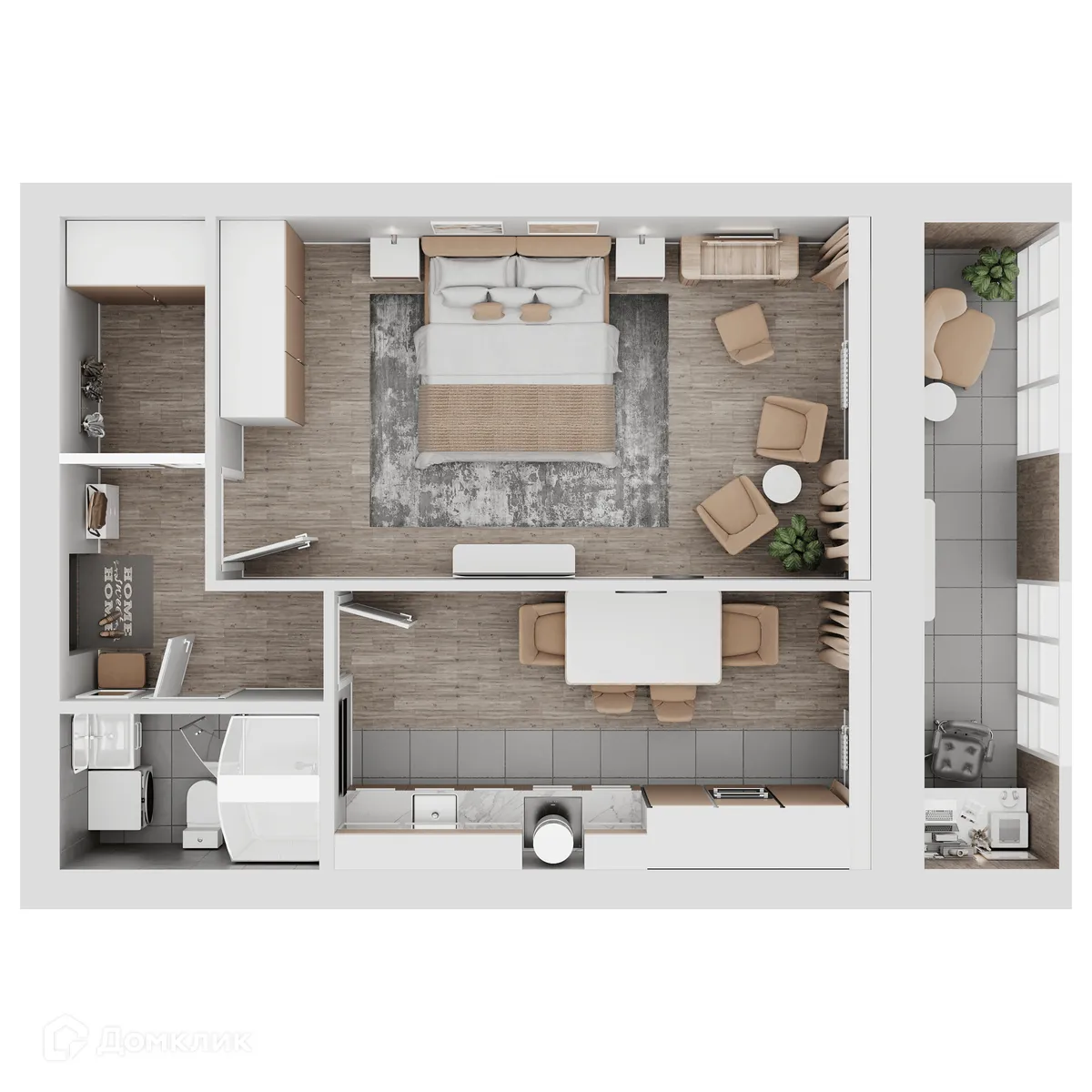 Планировка 1-комнатной квартиры 51.5 м² в ЖК КУЛЬТУРА, г. Самара — фото 2