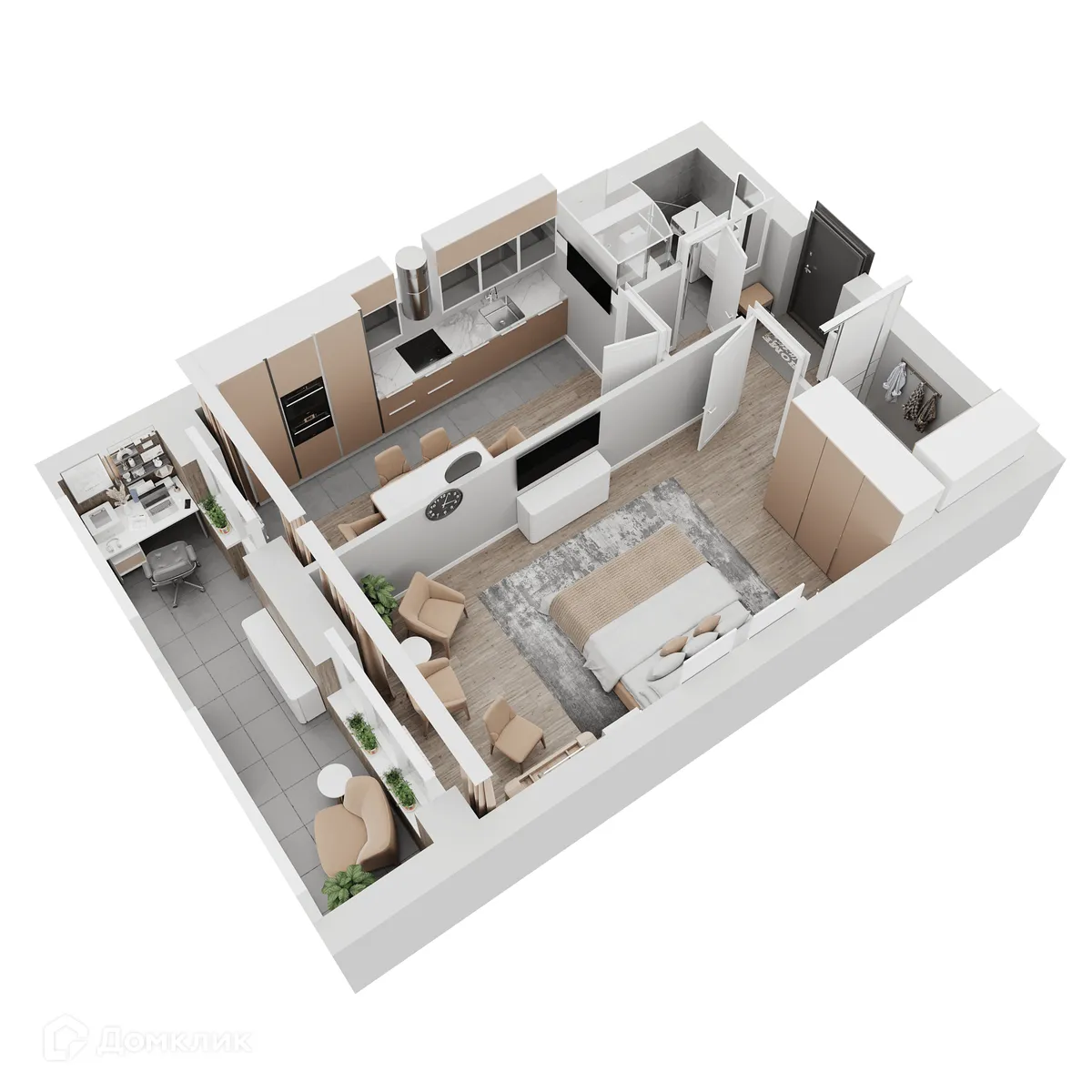 Планировка 1-комнатной квартиры 51.5 м² в ЖК КУЛЬТУРА, г. Самара — фото 3