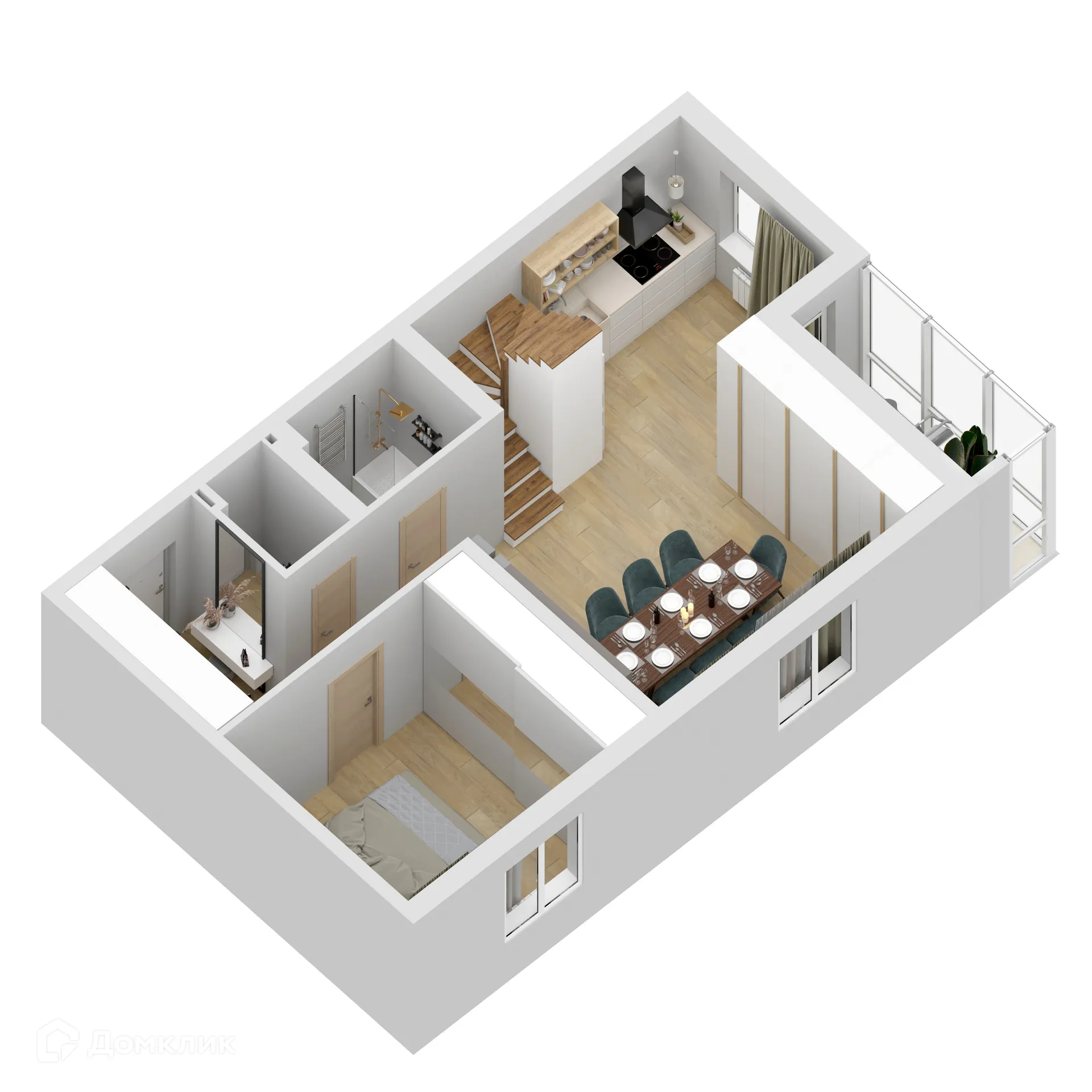 Планировка 4-комнатной квартиры 160.11 м² в ЖК "Дом у Космопорта-2", г. Самара — фото 2