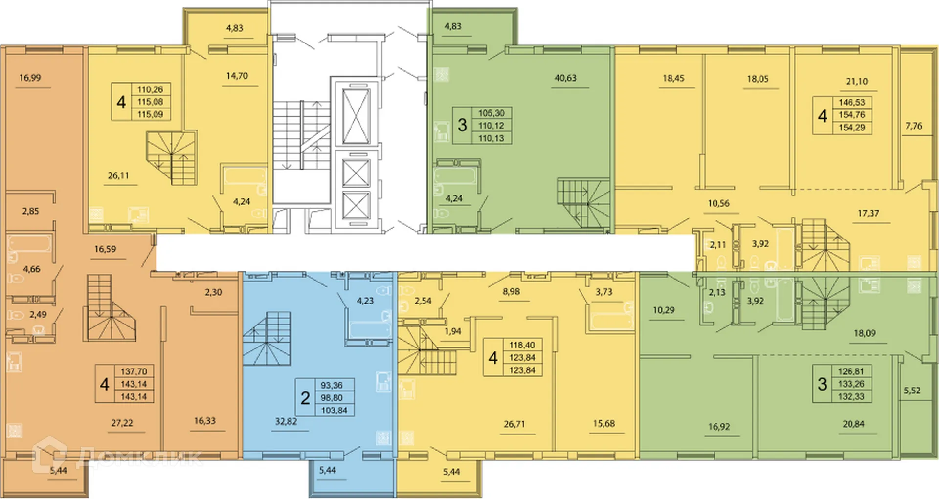 Планировка 4-комнатной квартиры 160.11 м² в ЖК "Дом у Космопорта-2", г. Самара — фото 9