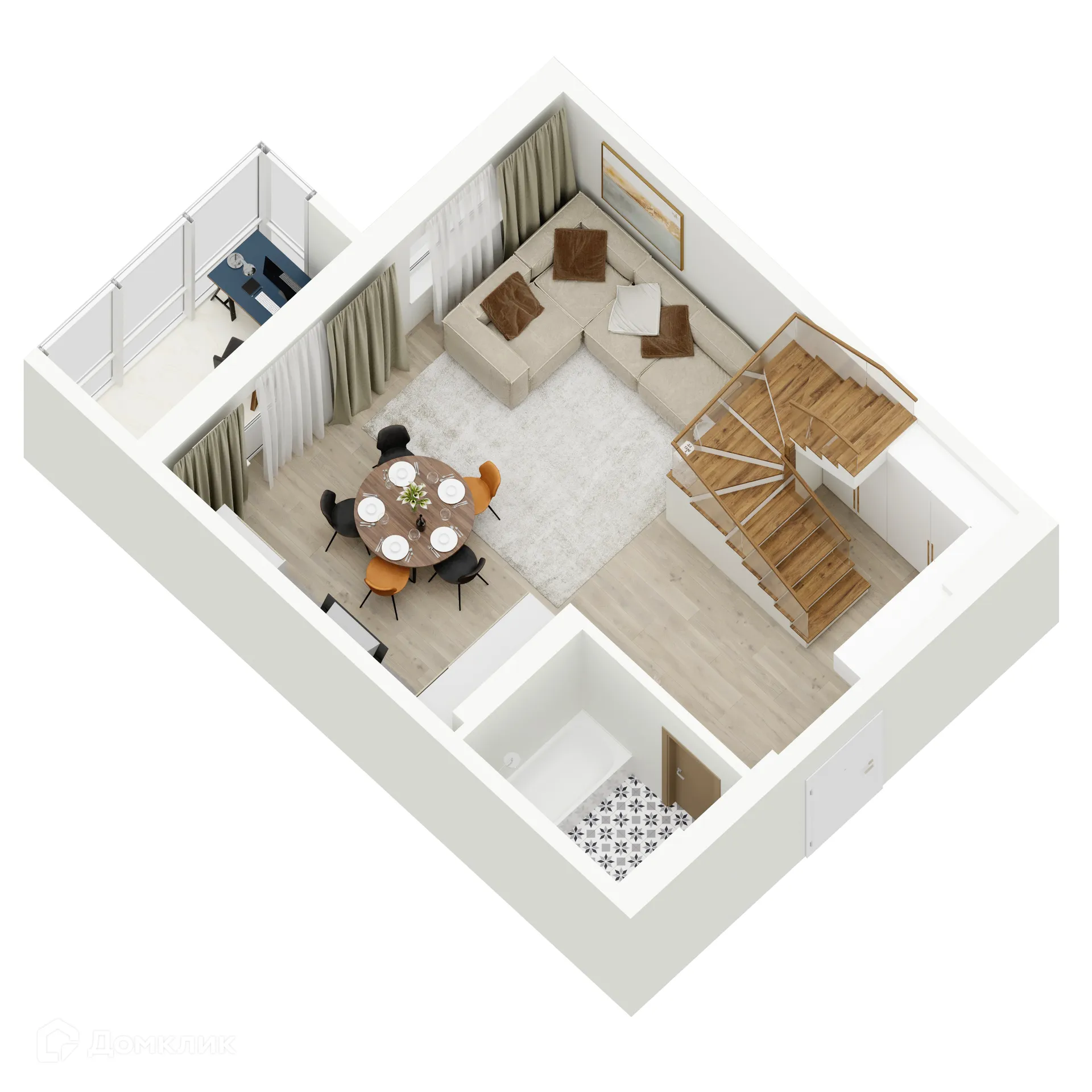 Планировка 2-комнатной квартиры 104.24 м² в ЖК "Дом у Космопорта-2", г. Самара — фото 3