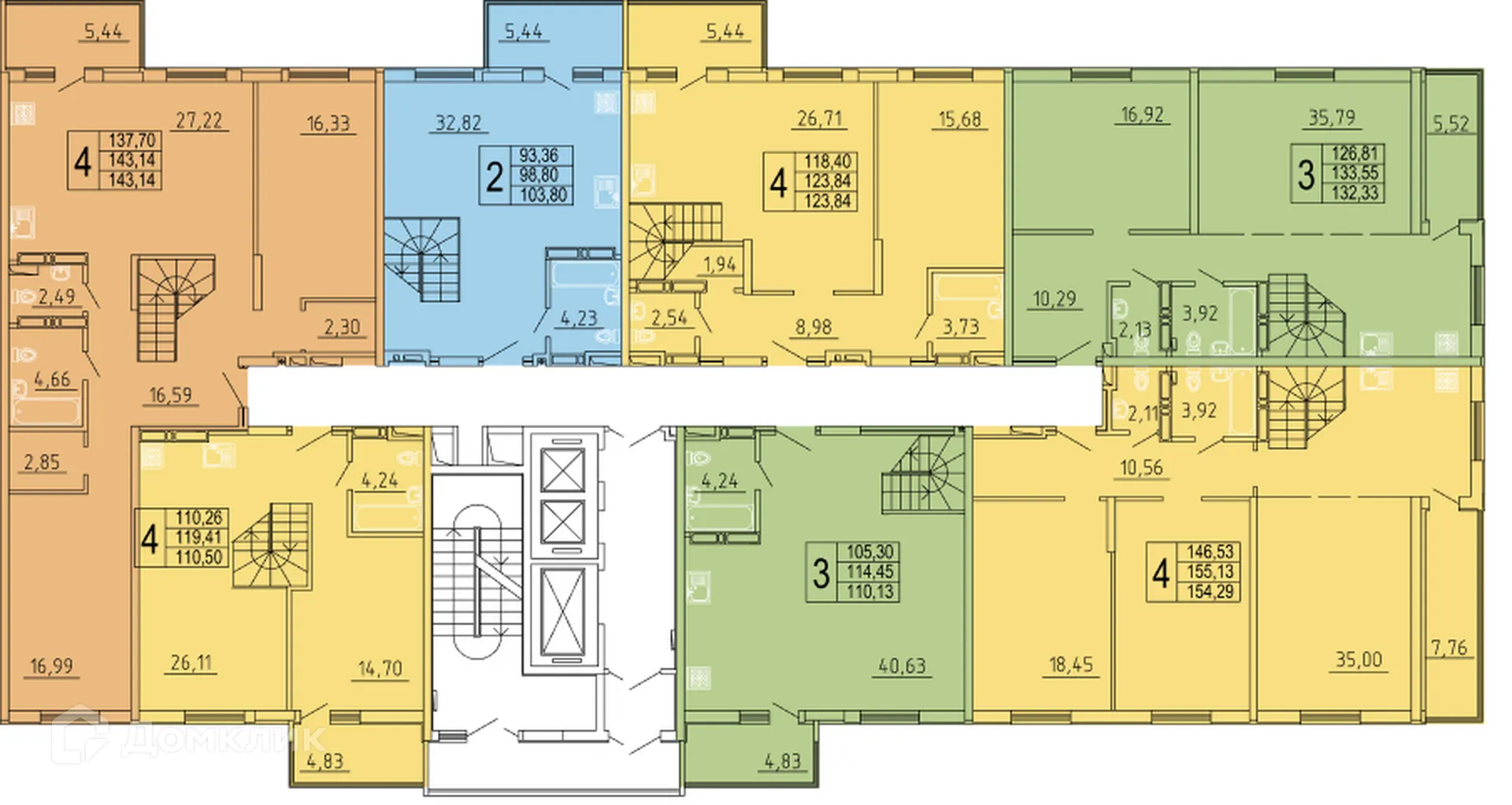 Планировка 2-комнатной квартиры 104.24 м² в ЖК "Дом у Космопорта-2", г. Самара — фото 8