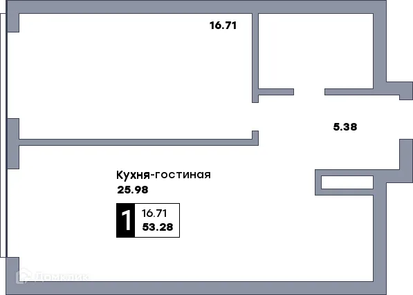 Планировка 1 комн. в ЖК Самара Сити