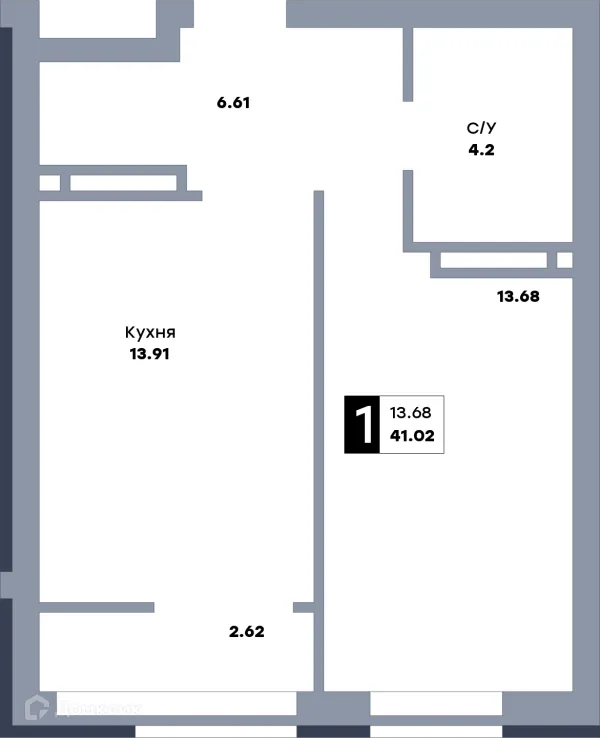 Планировка 1 комн. в ЖК Зеленый квартал