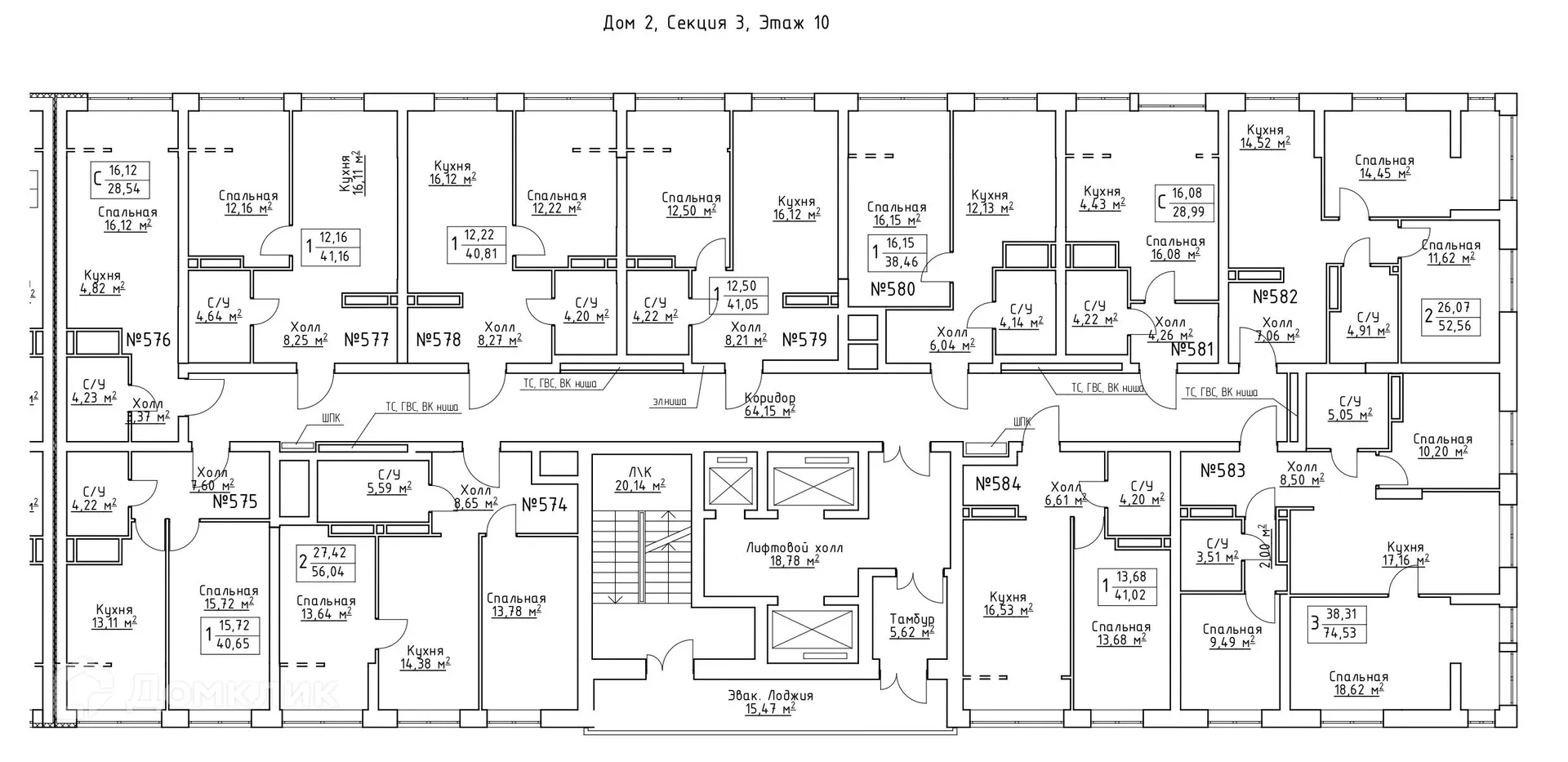 Планировка 2-комнатной квартиры 58.9 м² в ЖК Зеленый квартал, г. Самара — фото 2