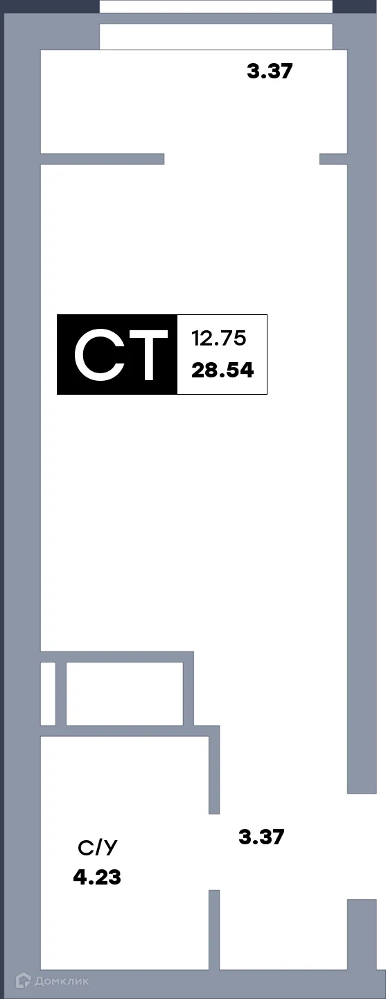 Планировка студии квартиры 30 м² в ЖК Зеленый квартал, г. Самара — фото 1
