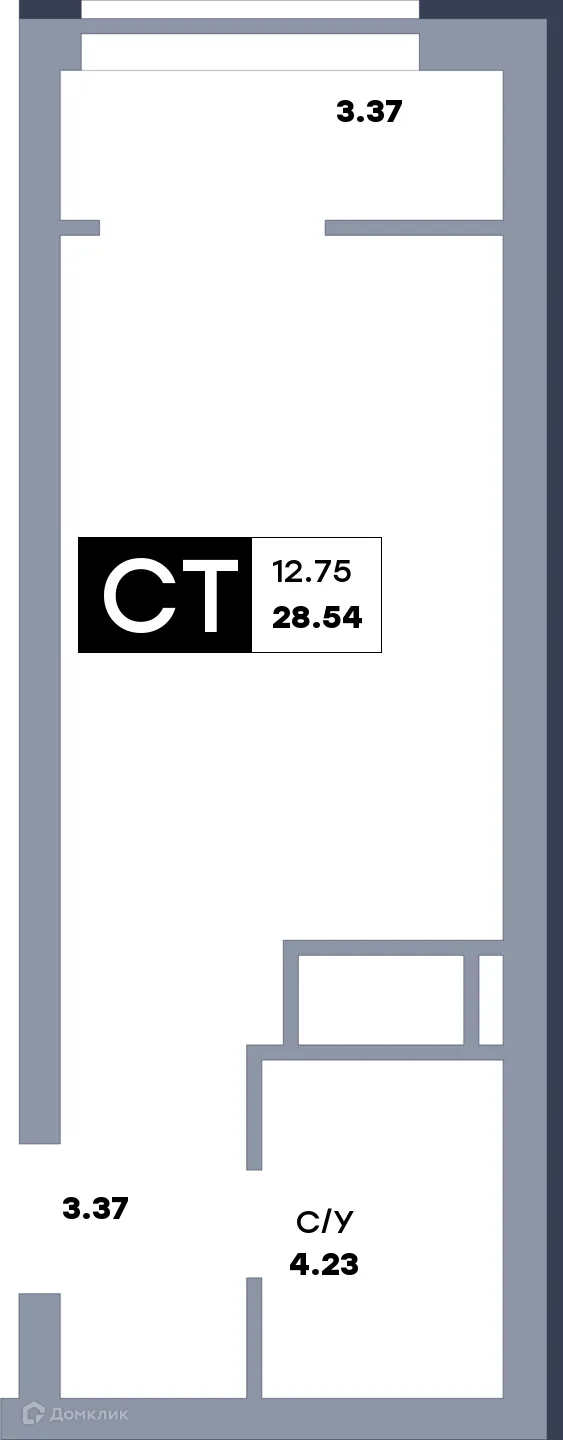 Планировка студии квартиры 30.4 м² в ЖК Зеленый квартал, г. Самара — фото 1