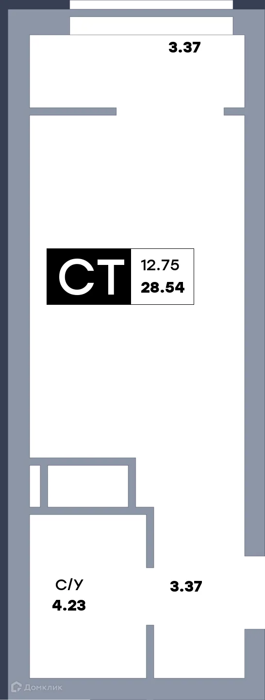 Планировка студии квартиры 30.7 м² в ЖК Зеленый квартал, г. Самара — фото 10