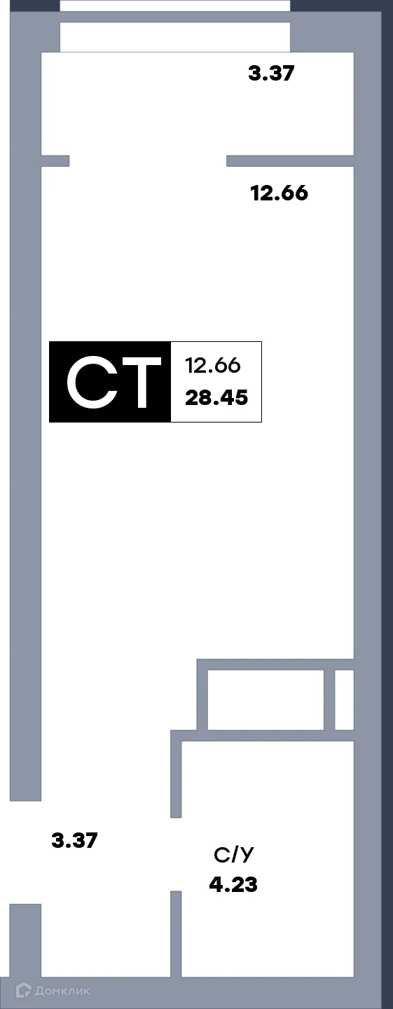 Планировка студии квартиры 30.9 м² в ЖК Зеленый квартал, г. Самара — фото 1