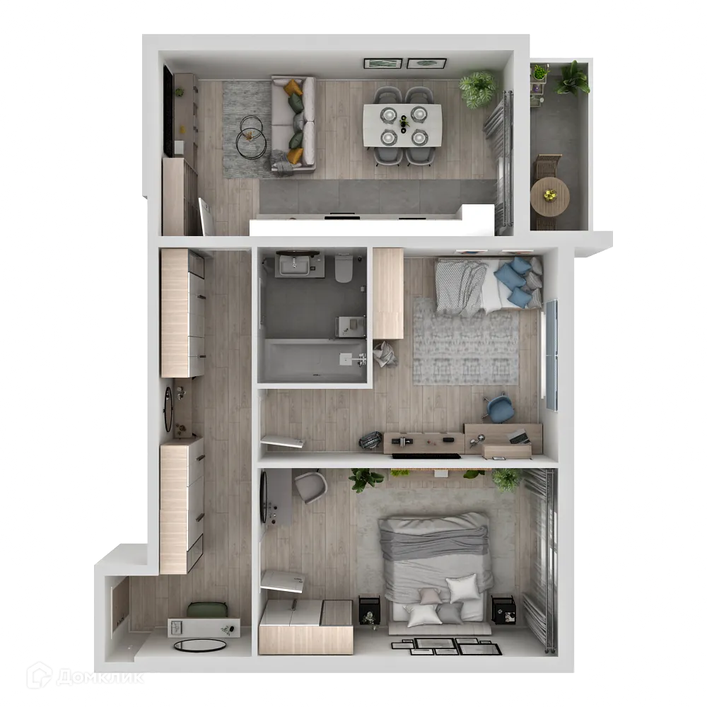 Планировка 2-комнатной квартиры 59.9 м² в ЖК "Новая Самара", г. Самара — фото 8