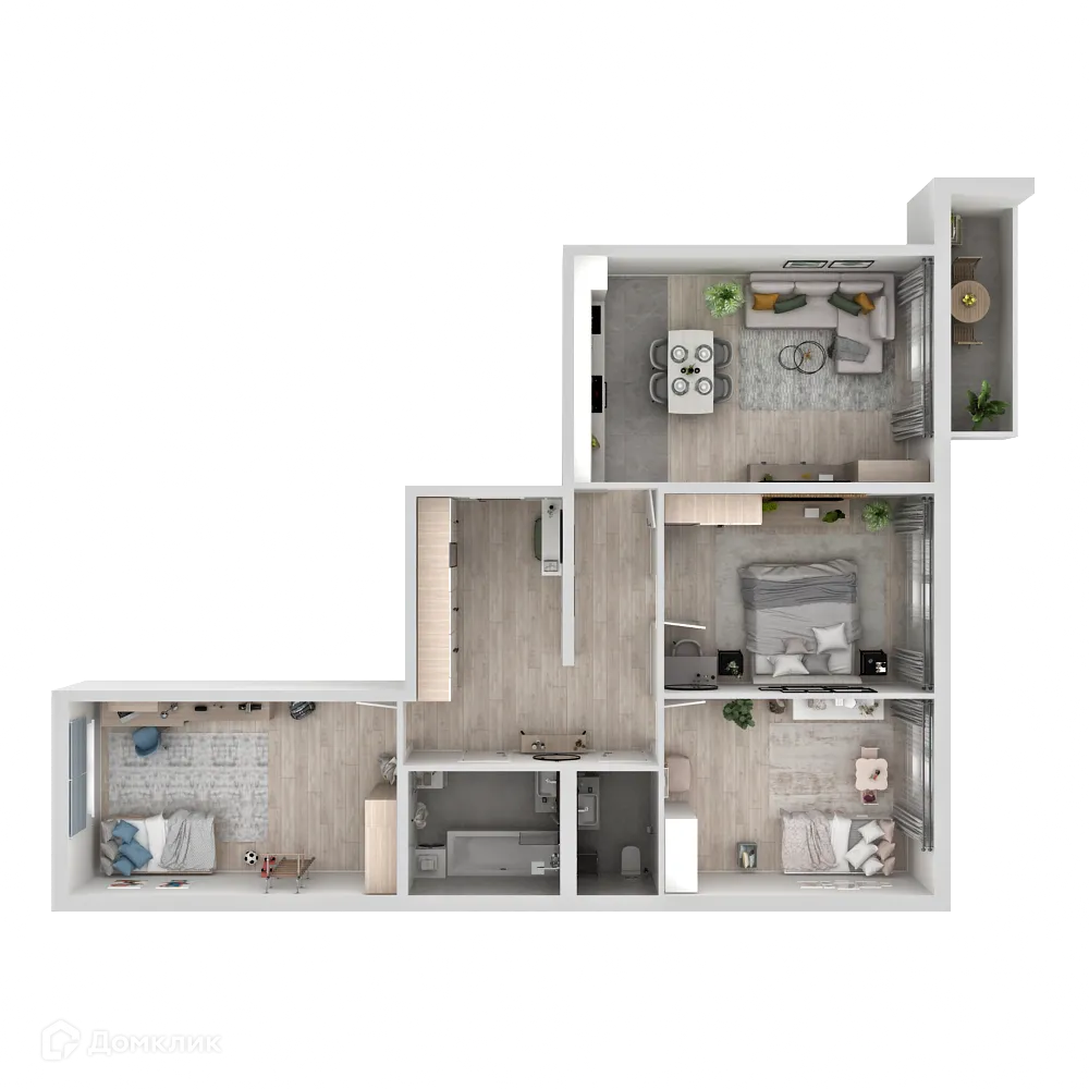 Планировка 3-комнатной квартиры 83.32 м² в ЖК "Новая Самара", г. Самара — фото 3