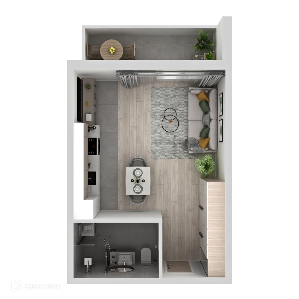 Планировка студии квартиры 27.26 м² в ЖК "Новая Самара", г. Самара — фото 3