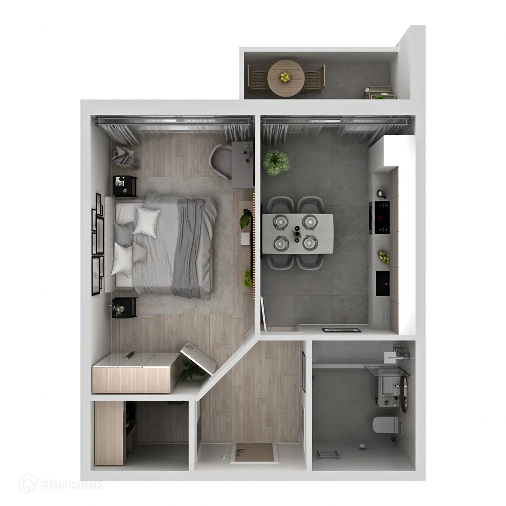 Планировка 1-комнатной квартиры 35.39 м² в ЖК "Новая Самара", г. Самара — фото 3