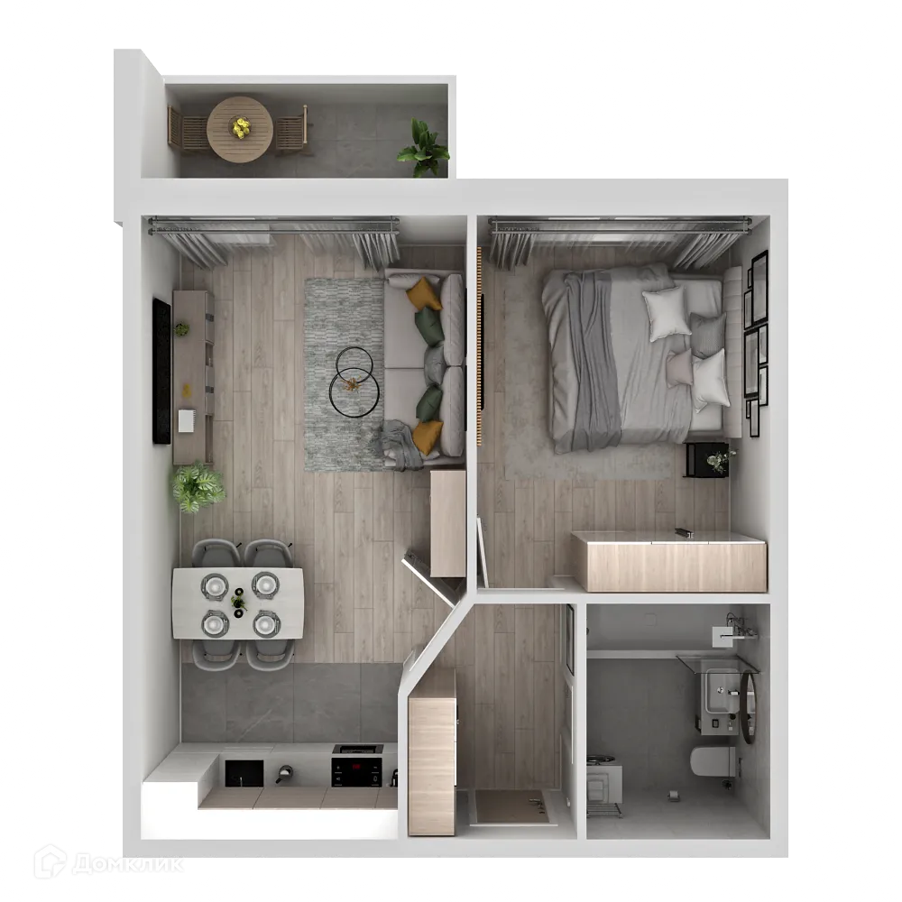 Планировка 1-комнатной квартиры 38.72 м² в ЖК "Новая Самара", г. Самара — фото 3