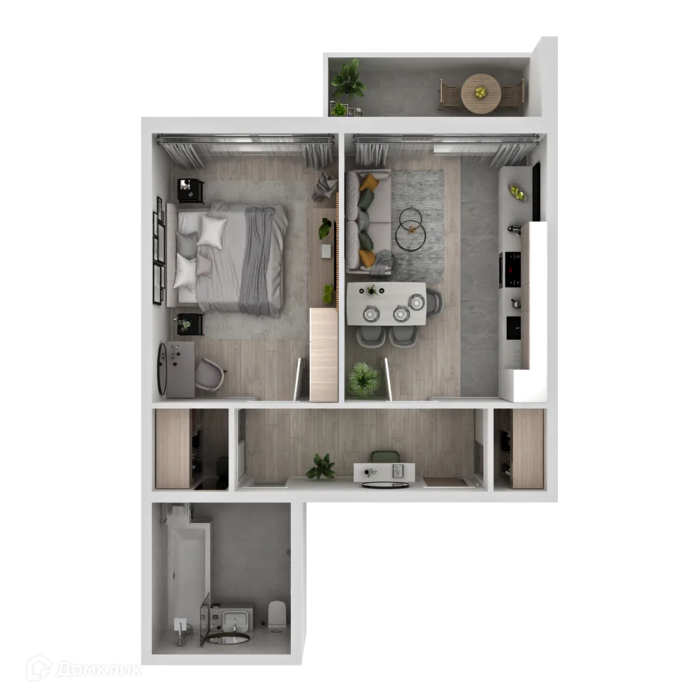 Планировка 1-комнатной квартиры 43.5 м² в ЖК "Новая Самара", г. Самара — фото 3