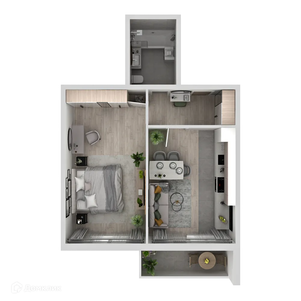 Планировка 1-комнатной квартиры 43.85 м² в ЖК "Новая Самара", г. Самара — фото 3