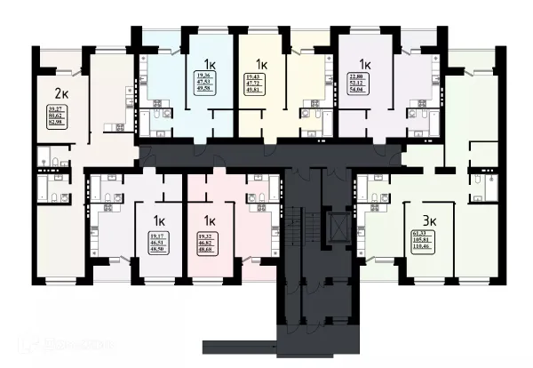 Планировка 1 комн. в ЖК "Эстетика"
