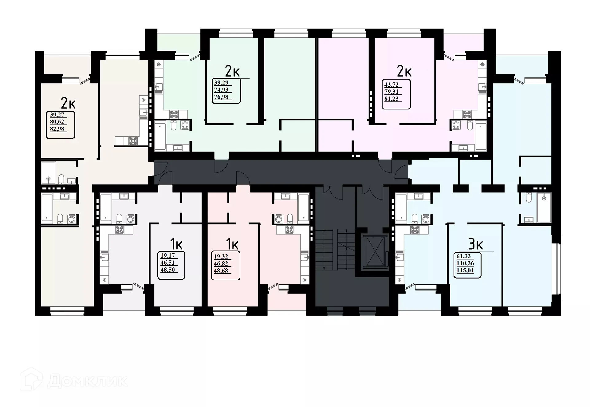 Планировка 2-комнатной квартиры 81.23 м² в ЖК "Эстетика", г. Самара — фото 1
