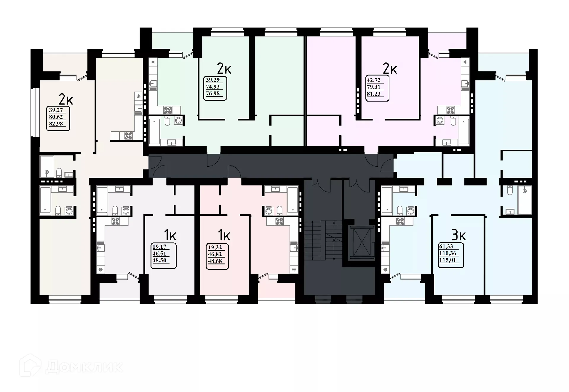 Планировка 3-комнатной квартиры 115.01 м² в ЖК "Эстетика", г. Самара — фото 1