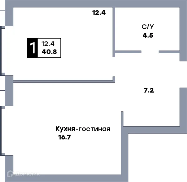 Планировка 1 комн. в ЖК Самара Сити