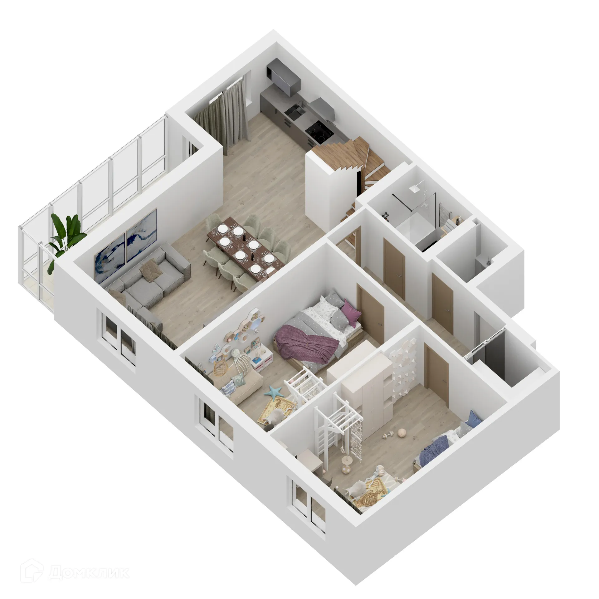 Планировка 3-комнатной квартиры 172.68 м² в ЖК "Дом у Космопорта-2", г. Самара — фото 2