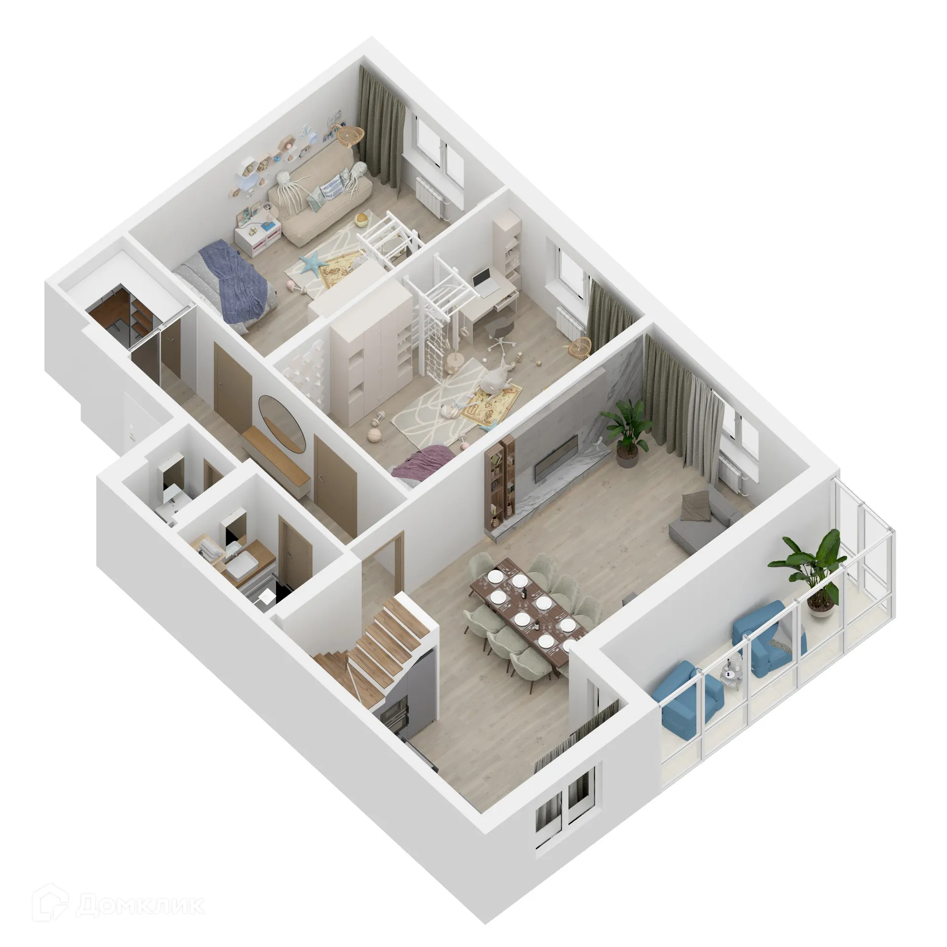 Планировка 3-комнатной квартиры 172.68 м² в ЖК "Дом у Космопорта-2", г. Самара — фото 3