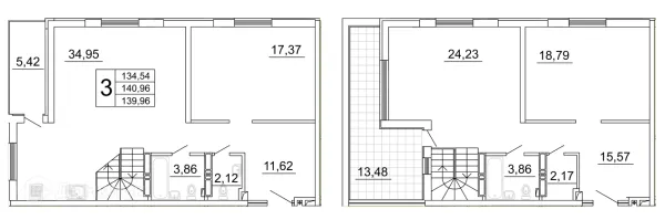 Планировка 2 комн. в ЖК "Дом у Космопорта-2"