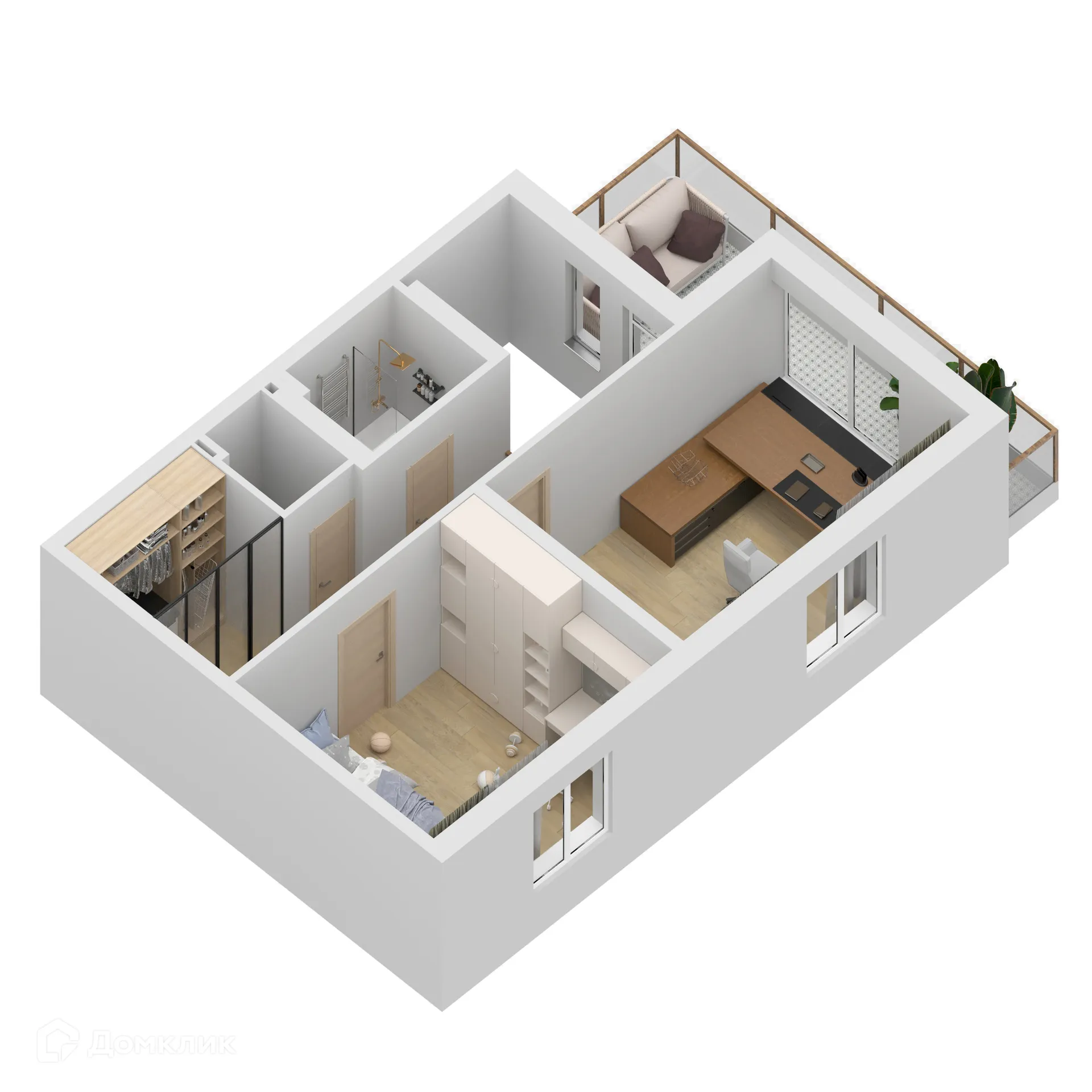 Планировка 2-комнатной квартиры 154.44 м² в ЖК "Дом у Космопорта-2", г. Самара — фото 5