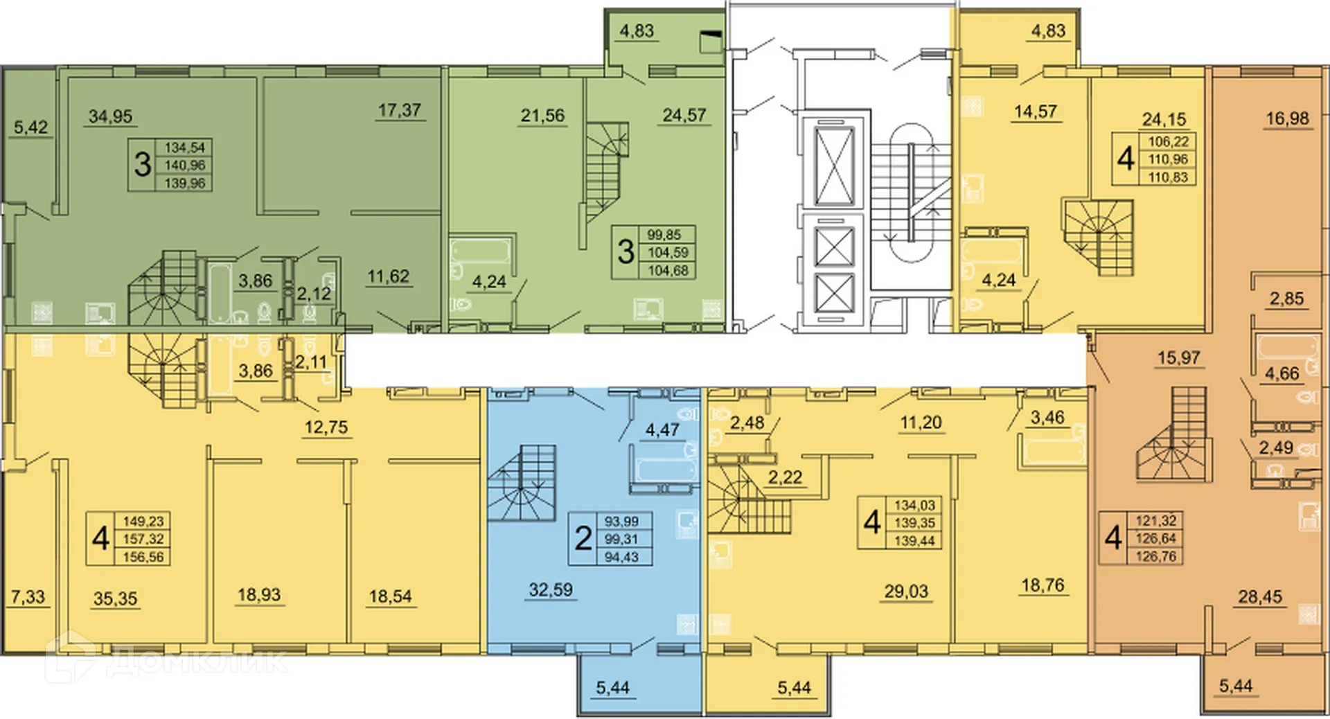 Планировка 2-комнатной квартиры 154.44 м² в ЖК "Дом у Космопорта-2", г. Самара — фото 8