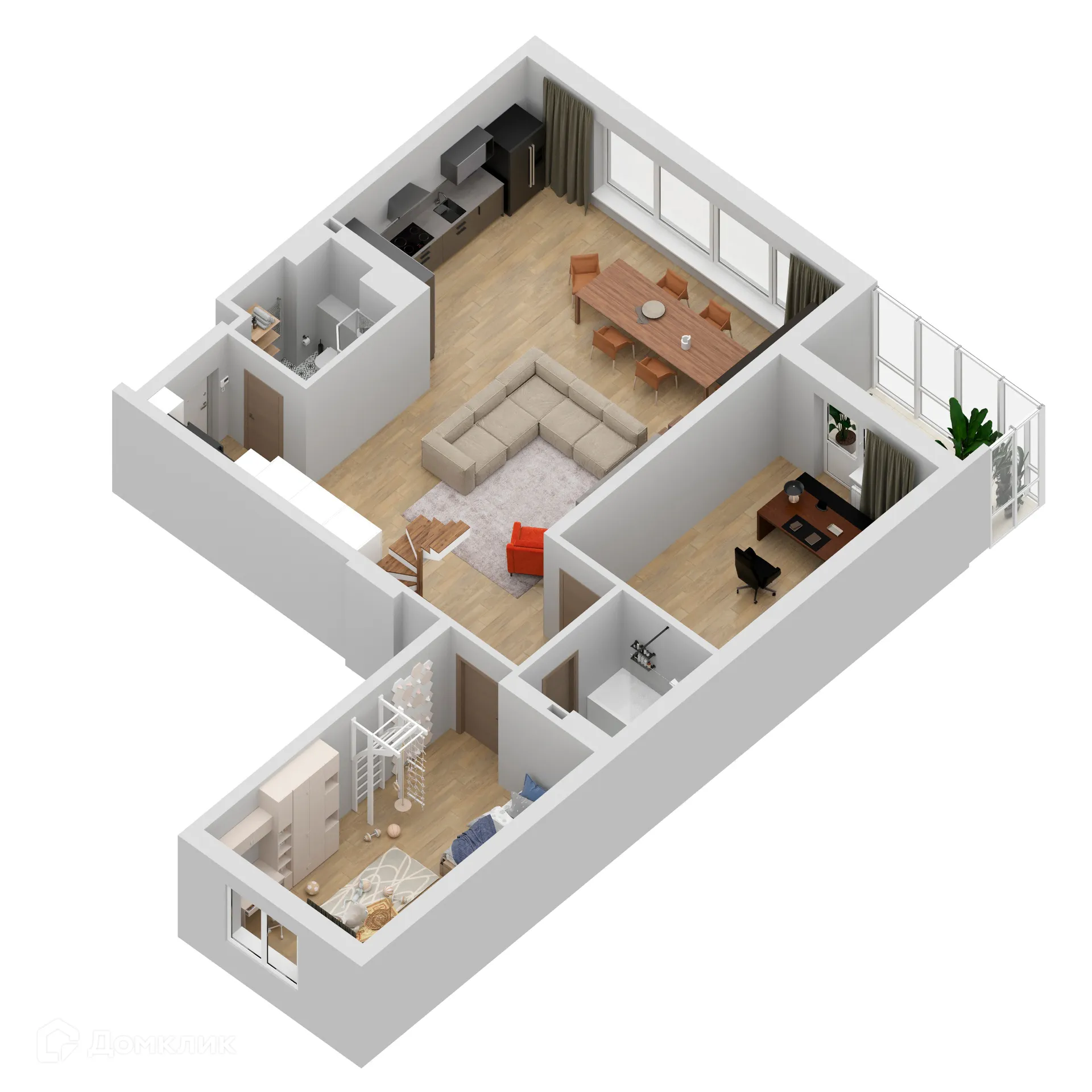 Планировка 3-комнатной квартиры 195.55 м² в ЖК "Дом у Космопорта-2", г. Самара — фото 2