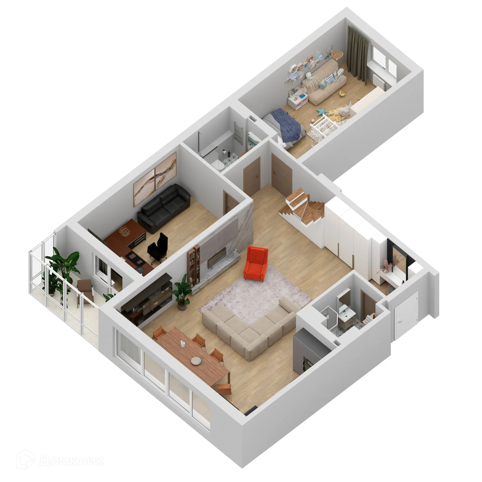 Планировка 3-комнатной квартиры 195.55 м² в ЖК "Дом у Космопорта-2", г. Самара — фото 3