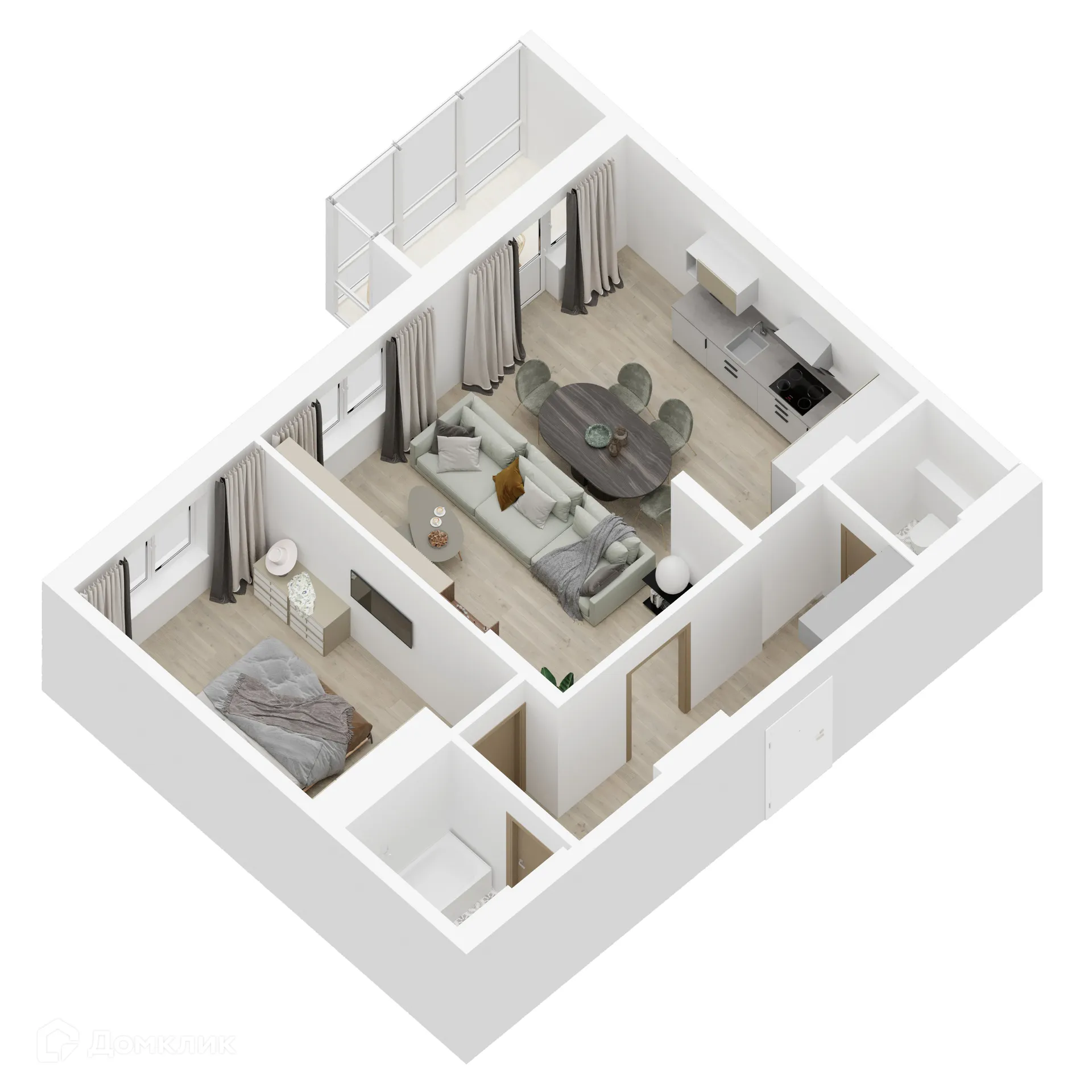 Планировка 2-комнатной квартиры 68.04 м² в ЖК "Дом у Космопорта-2", г. Самара — фото 4