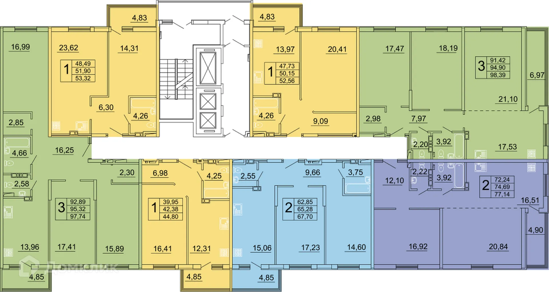 Планировка 1-комнатной квартиры 45.16 м² в ЖК "Дом у Космопорта-2", г. Самара — фото 7