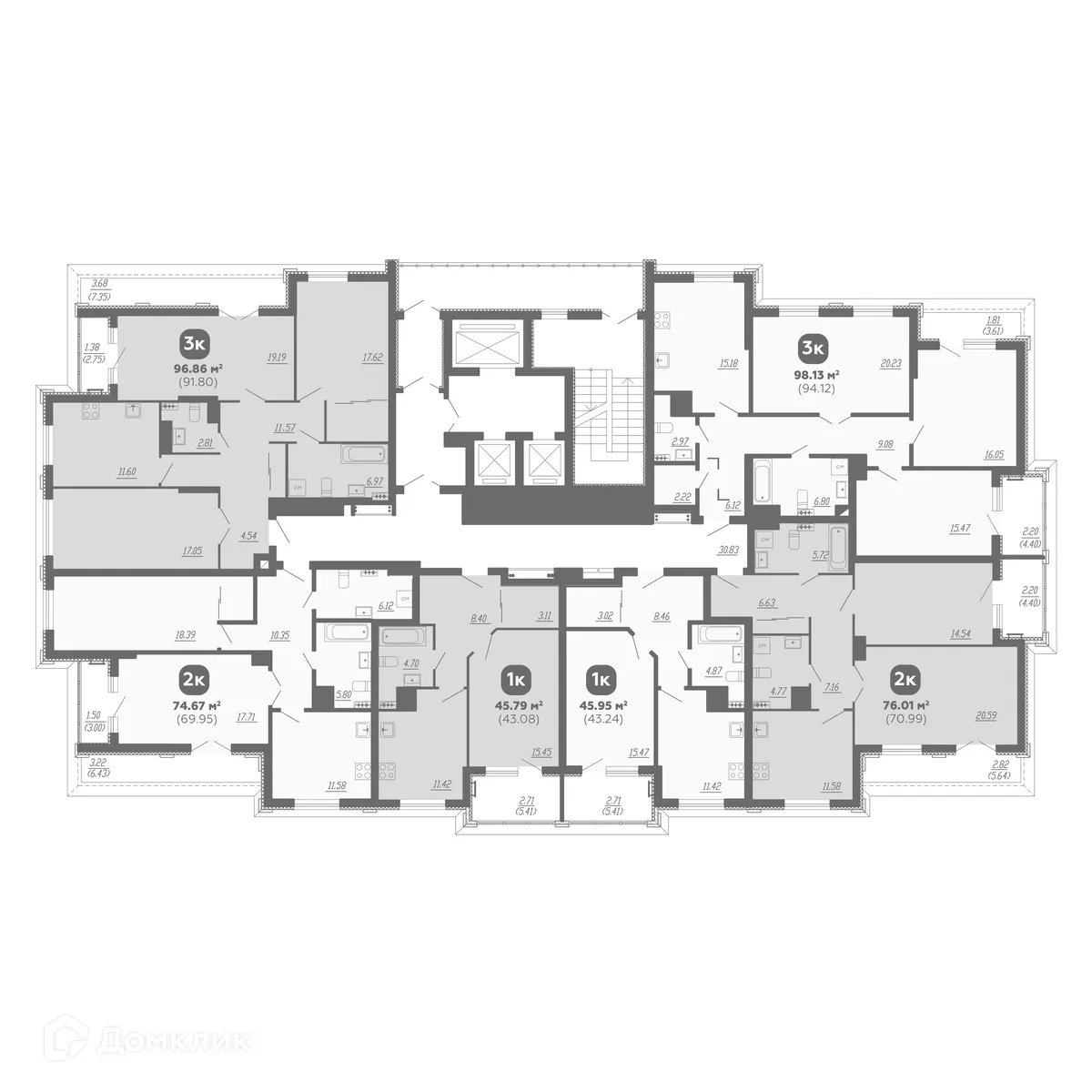 Планировка 2-комнатной квартиры 74.68 м² в ЖК СОВА, г. Самара — фото 4