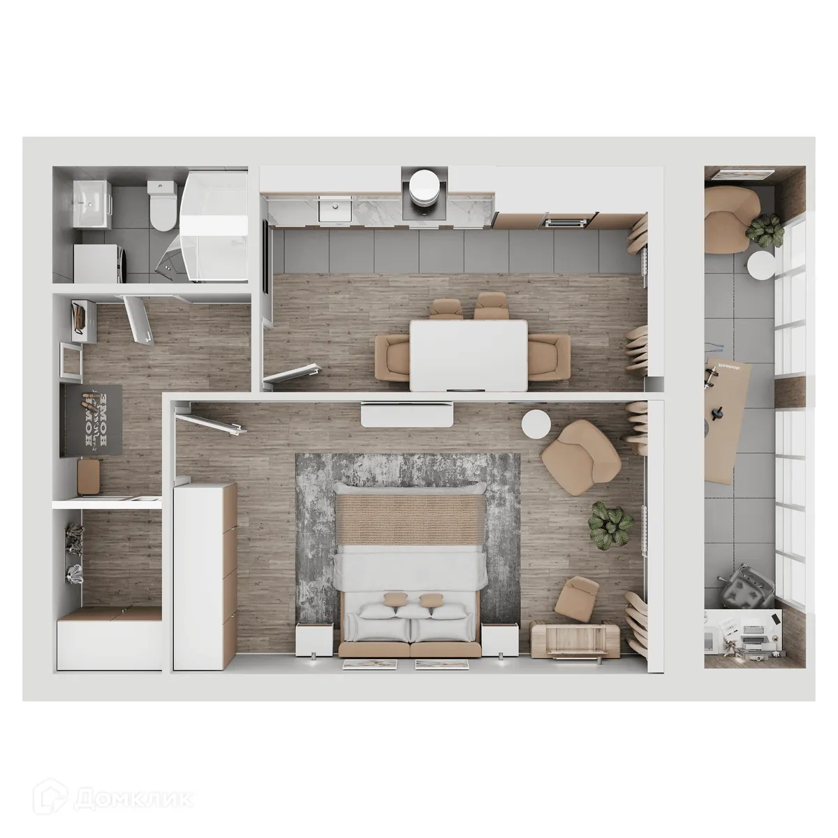 Планировка 1-комнатной квартиры 53.12 м² в ЖК КУЛЬТУРА, г. Самара — фото 2