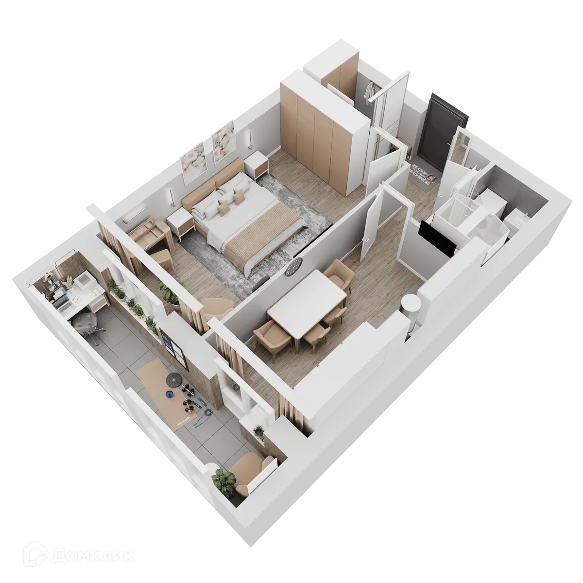 Планировка 1-комнатной квартиры 53.12 м² в ЖК КУЛЬТУРА, г. Самара — фото 3