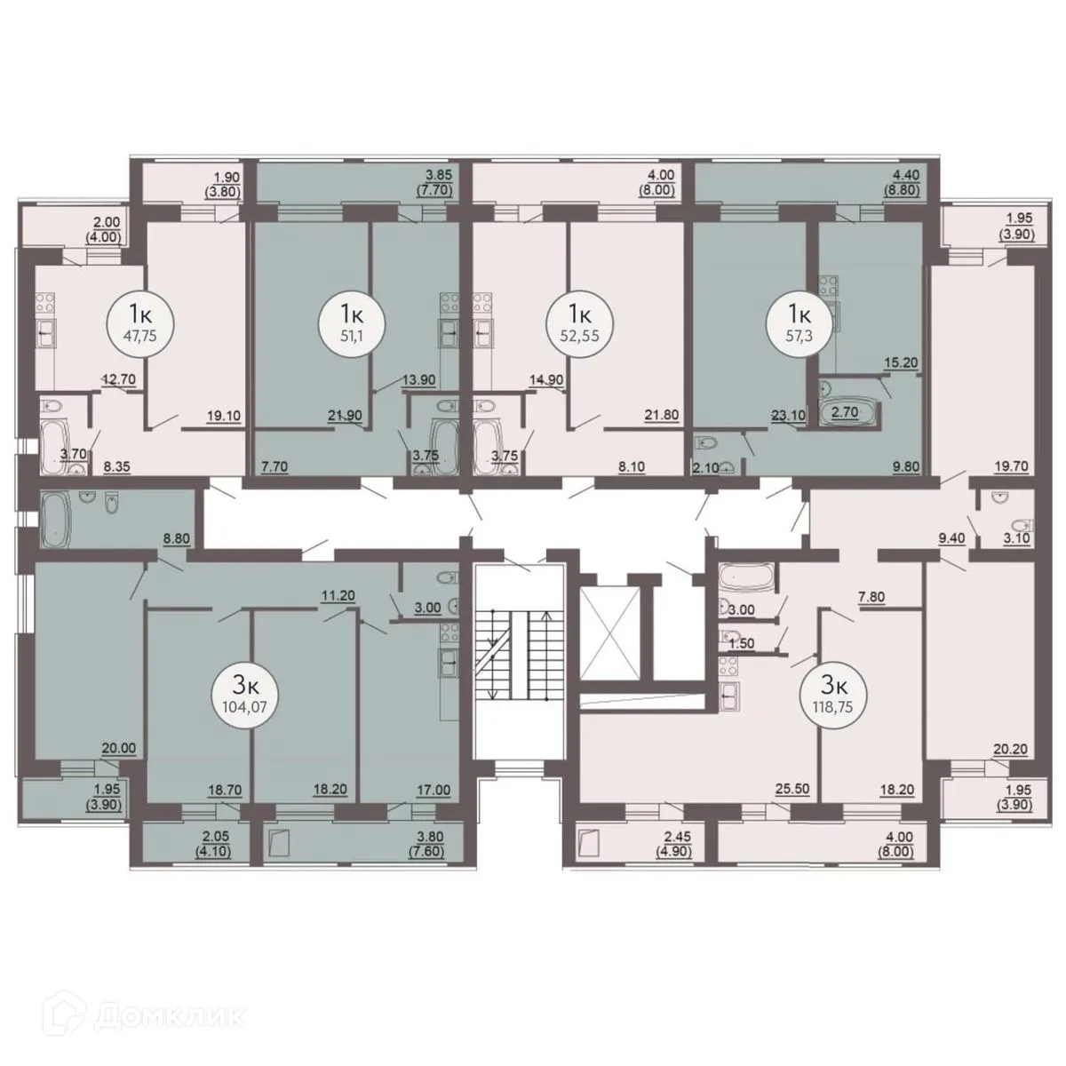 Планировка 1-комнатной квартиры 53.12 м² в ЖК КУЛЬТУРА, г. Самара — фото 4