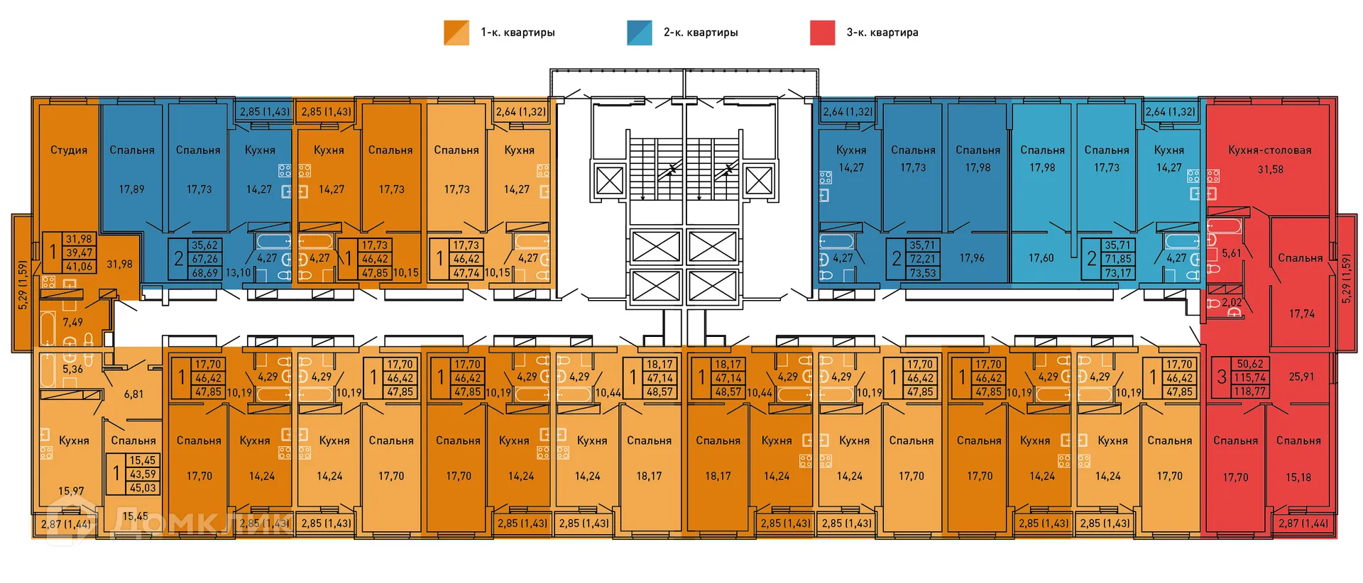 Планировка 3-комнатной квартиры 118.9 м² в ЖК КОРОЛЬ-ЛЕВ, г. Самара — фото 2