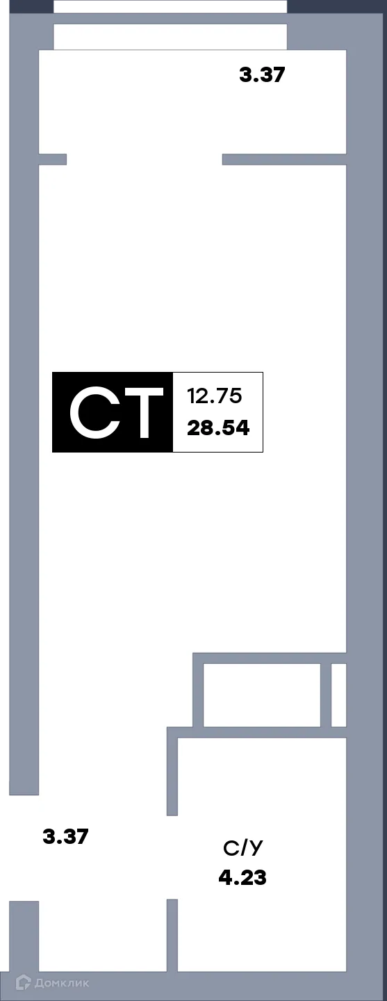 Планировка студии квартиры 30.1 м² в ЖК Зеленый квартал, г. Самара — фото 1