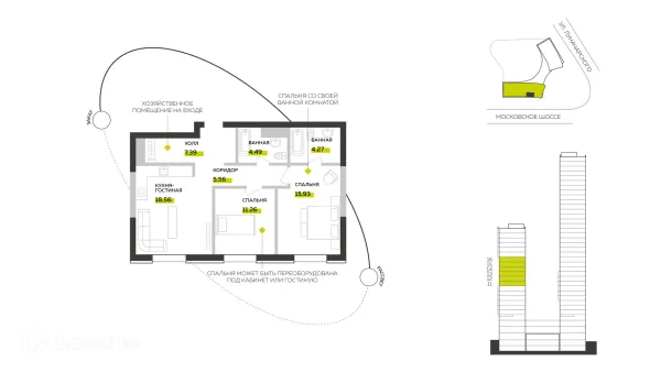 2 комн. в ЖК Жилые башни Баланс Towers