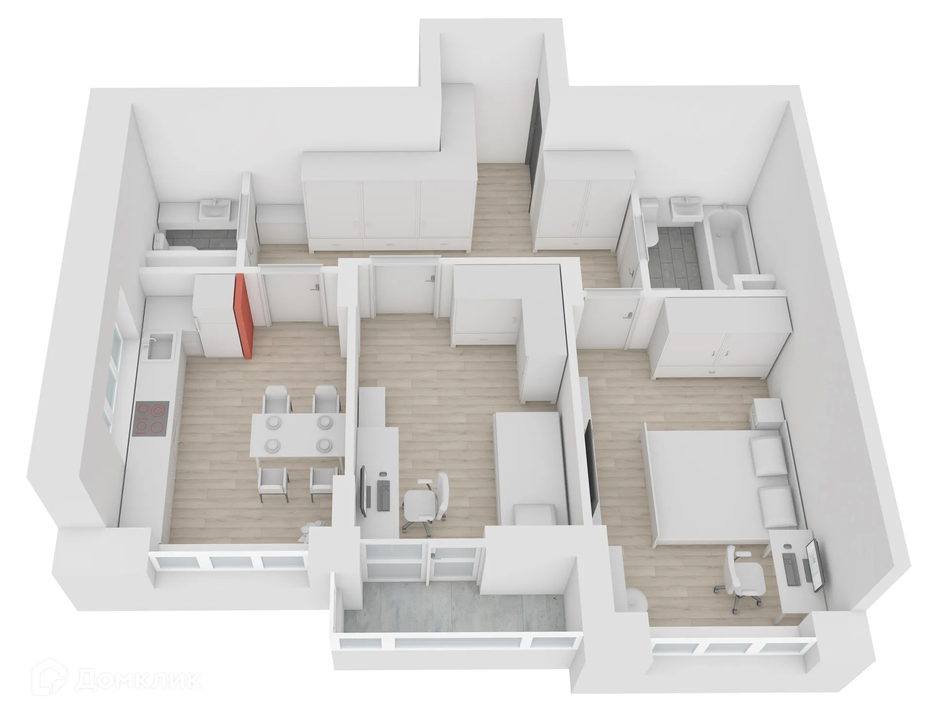 Планировка 2-комнатной квартиры 60.4 м² в ЖК Джаз, г. Воронеж — фото 70