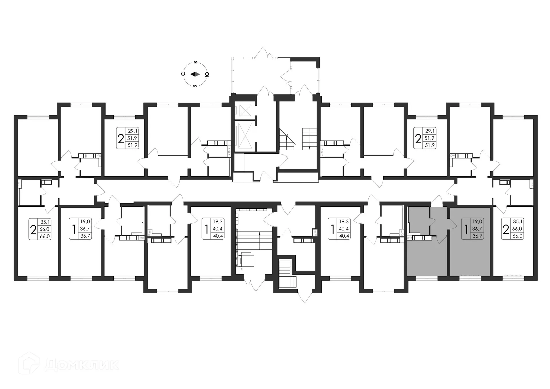 Планировка 1-комнатной квартиры 36.7 м² в ЖК Яблоневые сады, г. Воронеж — фото 3