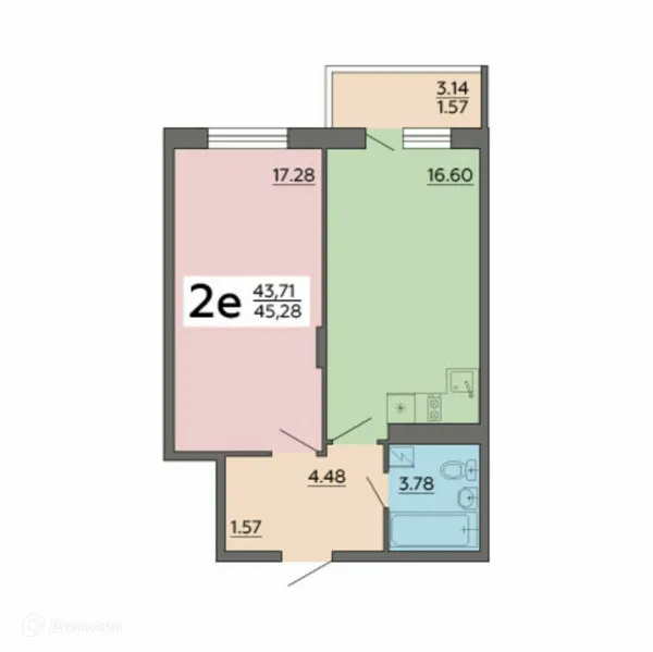 Планировка 2 комн. в ЖК Авиапарк