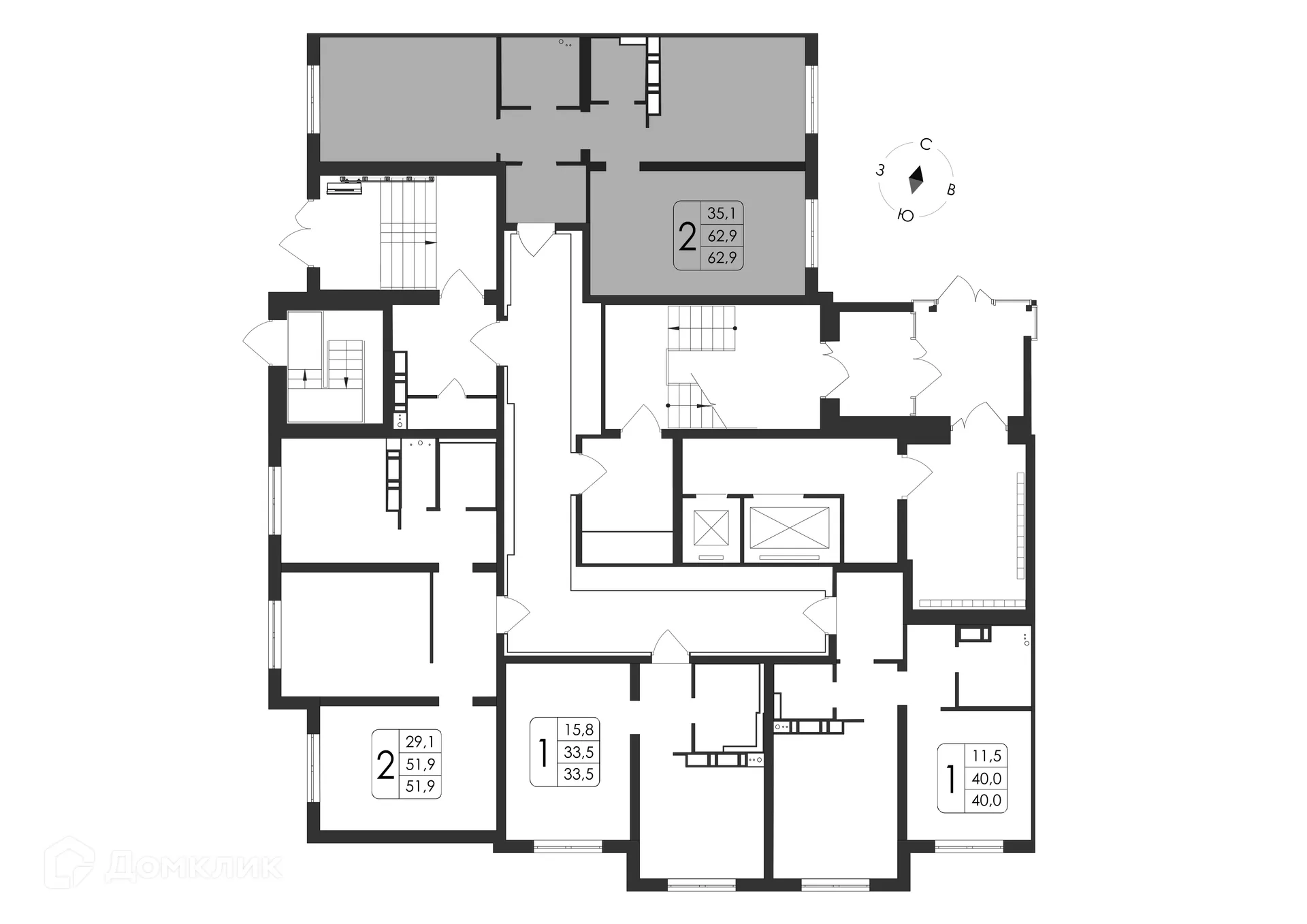 Планировка 2-комнатной квартиры 62.9 м² в ЖК Яблоневые сады, г. Воронеж — фото 21