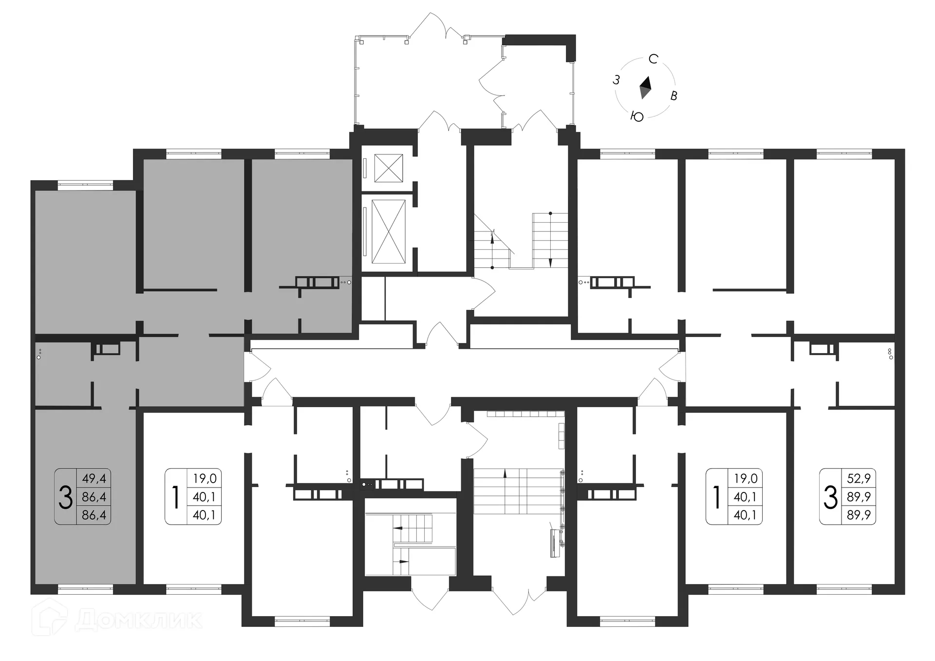 Планировка 3-комнатной квартиры 86.4 м² в ЖК Яблоневые сады, г. Воронеж — фото 21