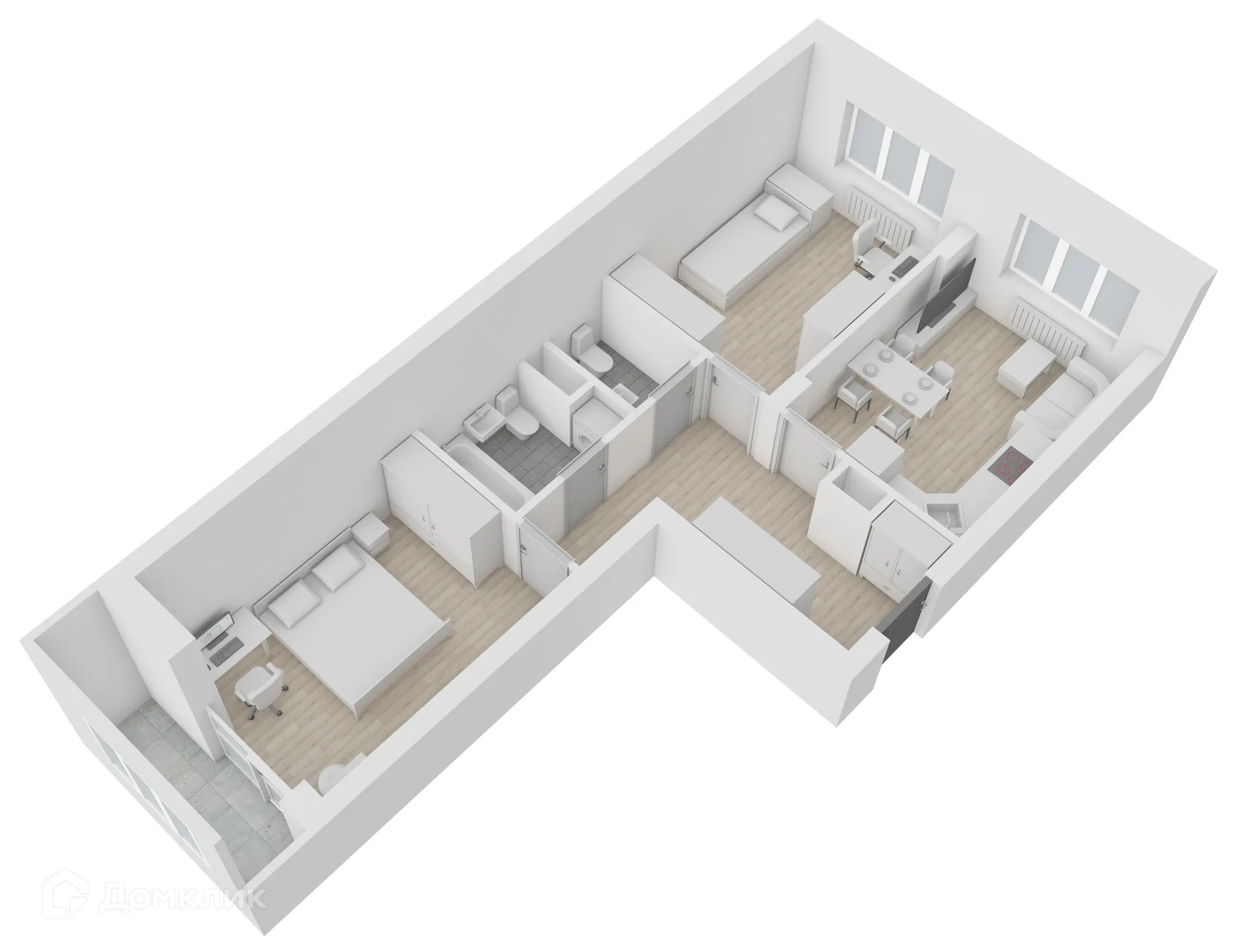 Планировка 2-комнатной квартиры 62 м² в ЖК Джаз, г. Воронеж — фото 6