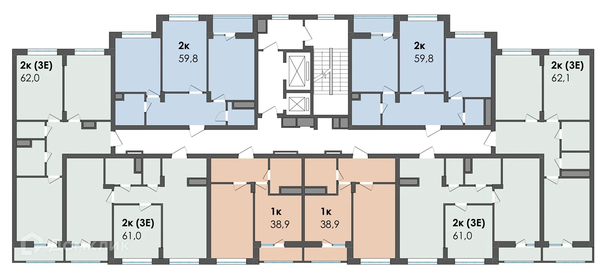 Планировка 2-комнатной квартиры 62 м² в ЖК Джаз, г. Воронеж — фото 8