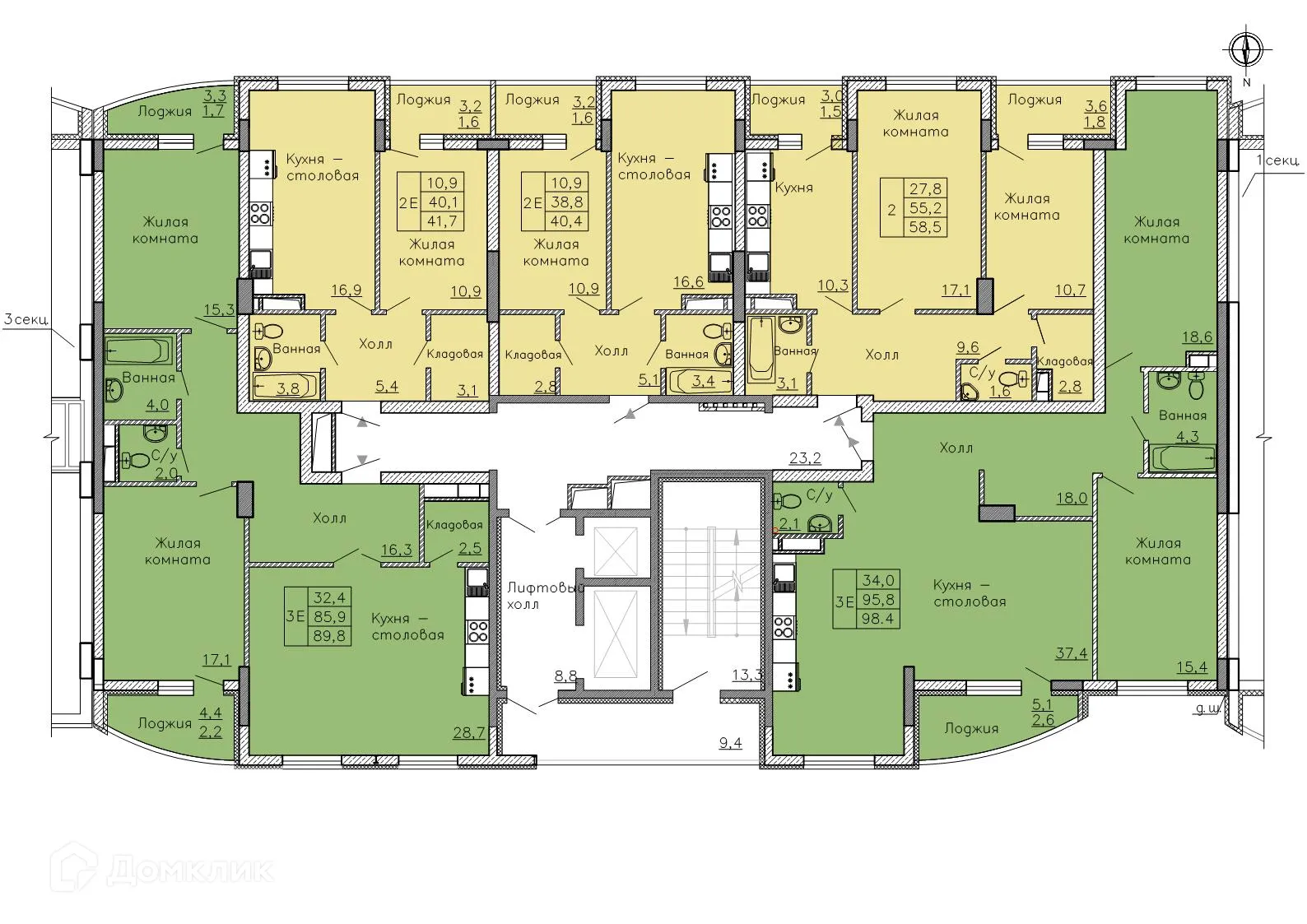 Планировка 1-комнатной квартиры 40 м² в ЖК "Боровое", г. Воронеж — фото 3