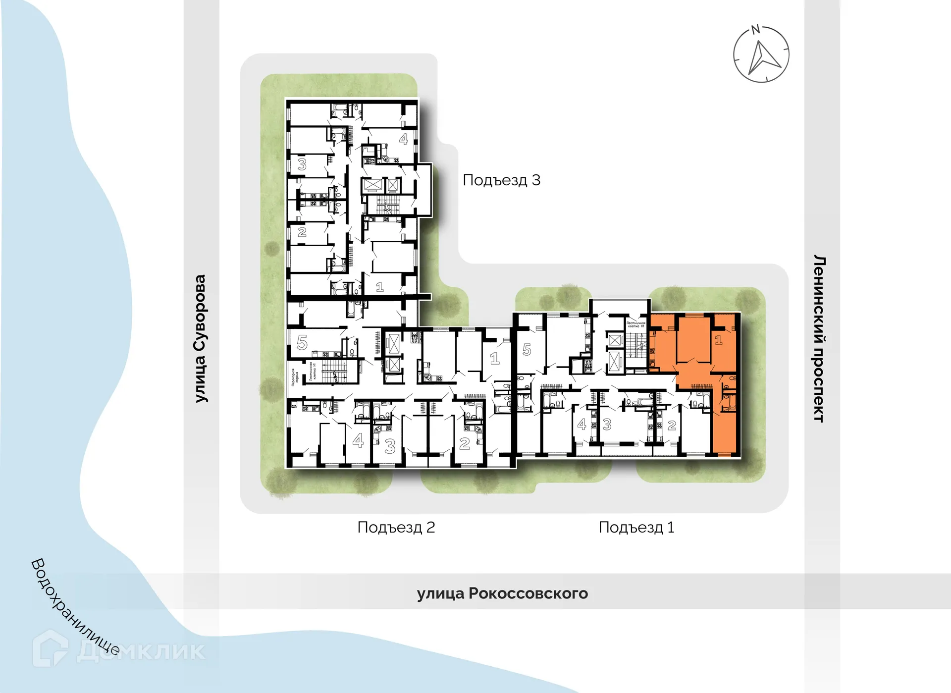 Планировка 3-комнатной квартиры 77.4 м² в ЖК Лето, г. Воронеж — фото 3